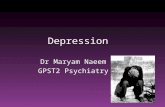 Depression Dr Maryam Naeem GPST2 Psychiatry. Depression RCGP Learning outcomes Diagnostic criteria NICE guidelines AKT questions.
