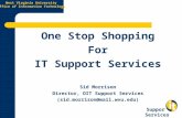 West Virginia University Office of Information Technology Support Services One Stop Shopping For IT Support Services Sid Morrison Director, OIT Support.