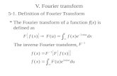 V. Fourier transform 5-1. Definition of Fourier Transform * The Fourier transform of a function f(x) is defined as The inverse Fourier transform,