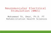 Neuromuscular Electrical Stimulation (NMES) Mohammed TA, Omar, Ph.D. PT Rehabilitation Health Sciences.