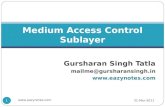 Gursharan Singh Tatla mailme@gursharansingh.in  Medium Access Control Sublayer 31-Mar-2011 1 .