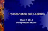 Transportation and Logistics Class 2, 2014 Transportation Modes.