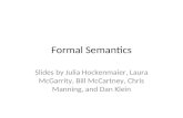 Formal Semantics Slides by Julia Hockenmaier, Laura McGarrity, Bill McCartney, Chris Manning, and Dan Klein.