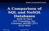A Comparison of SQL and NoSQL Databases Keith W. Hare JCC Consulting, Inc. Convenor, ISO/IEC JTC1 SC32 WG3 7 August 2015 Metadata Open Forum 1 ISO/IEC.