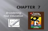 Broadening Your Education. This chapter is about: Co-curricular/Extra curricular Activities Things no one will make you do. You will have to take initiative.