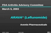 ARAVA - Aventis 7-Aug-15 MM-1 FDA ArthritisAdvisory Committee March 5, 2003 FDA Arthritis Advisory Committee March 5, 2003 ARAVA ® (Leflunomide) Aventis.
