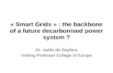 « Smart Grids » : the backbone of a future decarbonised power system ? Dr. Joëlle de Sépibus Visiting Professor College of Europe.