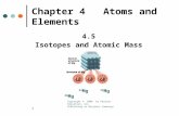 1 Chapter 4Atoms and Elements 4.5 Isotopes and Atomic Mass 24 Mg 25 Mg 26 Mg 12 12 12 Copyright © 2008 by Pearson Education, Inc. Publishing as Benjamin.