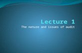 The nature and issues of audit. Lecture 1 The nature and issues of audit.