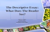 The Descriptive Essay: What Does The Reader See? Catherine Wishart Literacy Coach Adjunct Instructor, Burlington County College .