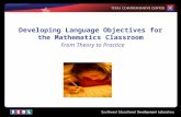 Developing Language Objectives for the Mathematics Classroom From Theory to Practice.