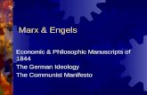 Marx & Engels Economic & Philosophic Manuscripts of 1844 The German Ideology The Communist Manifesto.