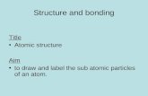 Structure and bonding Title Atomic structure Aim to draw and label the sub atomic particles of an atom.