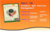 Unit 10 Product and Service Management Chapter 30Product Planning Chapter 31Branding, Packaging, and Labeling Chapter 32Extended Product Features.