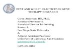 Gwen Anderson, RN, Ph.D. Associate Professor & Associate Director for Nursing Research San Diego State University & Adjunct Assistant Professor University.