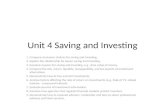 Unit 4 Saving and Investing 1. Compare consumer choices for saving and investing. 2. Explain the relationship be tween saving and investing. 3. Examine