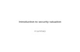 Introduction to security valuation A summary Reminder Valuation always precedes the investment decision. Always.