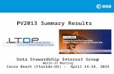 PV2013 Summary Results Data Stewardship Interest Group WGISS-37 Meeting Cocoa Beach (Florida-US) - April 14-18, 2014.