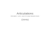 Articulations (Joints) Articulation = joint = point of contact between bones.
