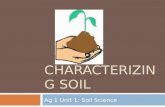 CHARACTERIZING SOIL Ag 1 Unit 1: Soil Science. Objectives  Outline the processes involved in soil formation  Describe a mature soil profile  Discuss.