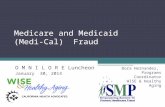 Medicare and Medicaid (Medi-Cal) Fraud O M N I L O R E Luncheon January 30, 2014 Dora Hernandez, Programs Coordinator WISE & Healthy Aging.