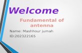 Name: Mashhour jumah ID:202322165 Welcome. What is an antenna? An antenna is an electrical conductor or system of conductors used for transmission and.