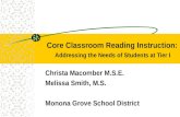 Core Classroom Reading Instruction: Addressing the Needs of Students at Tier I Christa Macomber M.S.E. Melissa Smith, M.S. Monona Grove School District.
