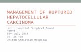 MANAGEMENT OF RUPTURED HEPATOCELLULAR CARCINOMA Joint Hospital Surgical Grand Round 19 th July 2014 Dr. SC Tam United Christian Hospital.