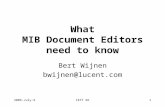 2006-July-9IETF 661 What MIB Document Editors need to know Bert Wijnen bwijnen@lucent.com.