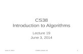 CS38 Introduction to Algorithms Lecture 19 June 3, 2014 1CS38 Lecture 19.
