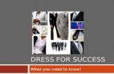 DRESS FOR SUCCESS What you need to know!. Looking Your Best Doesn’t Mean….  Wearing every piece of jewelry you own  Wearing your best smelling cologne.