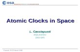 Frascati, 20-22 March 2006 Atomic Clocks in Space L. Cacciapuoti ESA-ESTEC (SCI-SP)