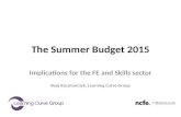 The Summer Budget 2015 Implications for the FE and Skills sector Beej Kaczmarczyk, Learning Curve Group.