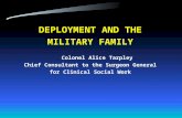 DEPLOYMENT AND THE MILITARY FAMILY Colonel Alice Tarpley Chief Consultant to the Surgeon General for Clinical Social Work.