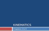 KINEMATICS Chapters 2 & 3. Definitions  Physics – the science that deals with the relationship between matter and energy.  Kinematics – the study of.