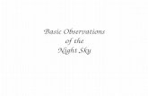 Basic Observations of the Night Sky. Things that shine in the Night Looking up at a clear night sky, there are some obvious sights: Individual stars Patterns,