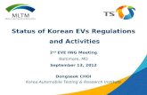 Korea Automobile Testing & Research Institute Status of Korean EVs Regulations and Activities Dongseok CHOI Korea Automobile Testing & Research Institute.