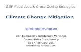 GEF Focal Area & Cross Cutting Strategies Climate Change Mitigation benoit.lebot@undp.org GEF Expanded Constituency Workshop Central Africa Constituency.