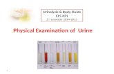 Urinalysis & Body Fluids CLS 431 2 nd semester 2014-2015 1.