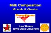Milk Composition Minerals & Vitamins Leo Timms Iowa State University.