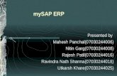 MySAP ERP Presented by Mahesh Panchal(07030244006) Nitin Garg(07030244008) Rajesh Patil(07030244016) Ravindra Nath Sharma(07030244018) Utkarsh Khare(07030244025)