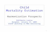 1 Child Mortality Estimation Harmonization Prospects Edilberto Loaiza Bangkok, January 15, 2009 ESCAP workshop on MDG monitoring.
