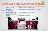 METAL AND STEEL FACTORY,ISHAPORE A METALLURGICAL UNIT DEDICATED TO DEFENCE PRODUCTION OBJECTIVE : INDUSTRIAL TRAINING PROJECT : MANUFACTURING OF 155 mm.