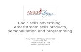 Perry Manno CEO | Jay Oliver COO Sun Grains, Inc. Office: 631-619-7274 Mobile: 516-375-4636 Radio sells advertising. Ameristream sells products, personalization.