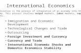 International Economics Immigration and Economic Development Technological Changes and Trade Outsourcing Foreign Investment and Currency Currency and Trade.