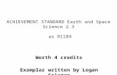 ACHIEVEMENT STANDARD Earth and Space Science 2.3 as 91189 Worth 4 credits Examplar written by Logan Coleman.