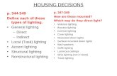 HOUSING DECISIONS p. 347-349 How are these mounted? Which way do they direct light? Valance lighting Bracket lighting Cornice lighting Cove lighting Recessed.