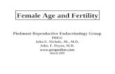 Female Age and Fertility Piedmont Reproductive Endocrinology Group PREG John E. Nichols, JR., M.D. John. F. Payne, M.D.  March 2009.