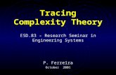 Tracing Complexity Theory ESD.83 – Research Seminar in Engineering Systems P. Ferreira October 2001.