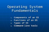 Operating System Fundamentals 1. Components of an OS 2. Functions of an OS 3. Types of OS 4. Command-line tools.